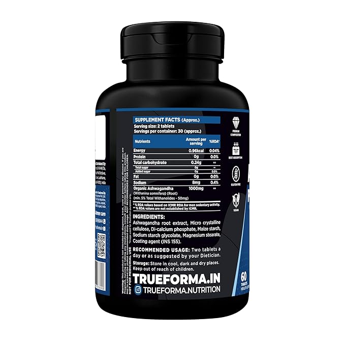 Trueforma Ashwa Pure 1000 – Ashwagandha Root Extract | 60 Tablets - Image 2