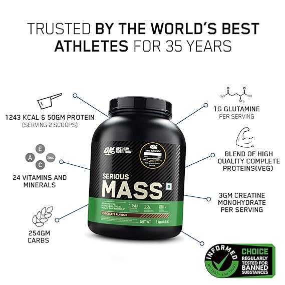 OPTIMUM NUTRITION (ON) Serious Mass Weight Gainer Powder - 3 kg - Image 2