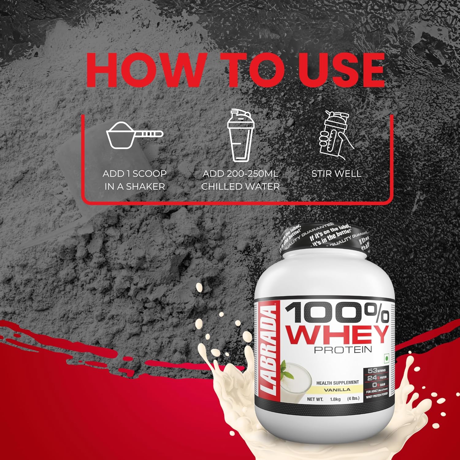 Labrada 100% Whey Protein 4 lbs. (1.8 kg) | 53 Servings (Vanilla) - Image 8