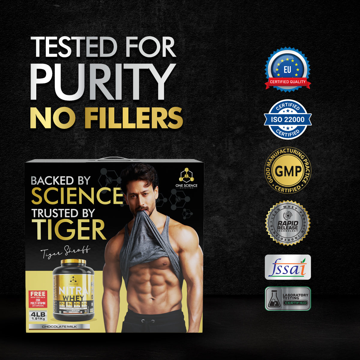 Tiger Combo Pack - Nitra Whey Protein 4 LB + Free Daily Multivitamins 60 Capsules - Image 3
