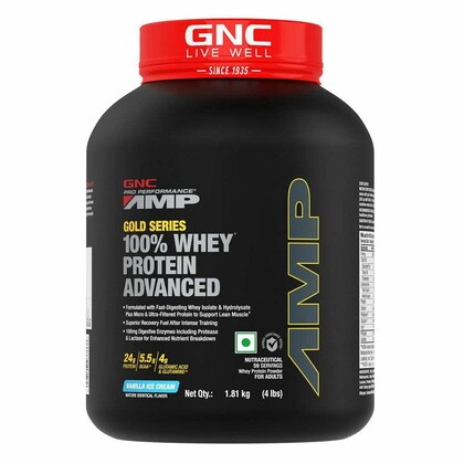 GNC AMP Gold Series 100% Whey Protein Advanced | 24gm Protein | 5.5gm BCAA | 4gm Glutamine | Double Rich Chocolate | 4 lbs - Image 2